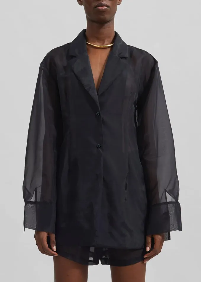 Clothing Women The Frankie Shop Lise Sheer Blazer 8211 Black