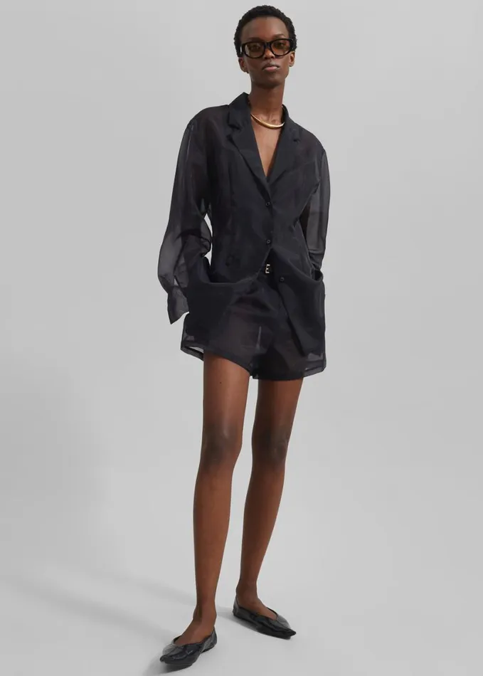 Clothing Women The Frankie Shop Lise Sheer Blazer 8211 Black