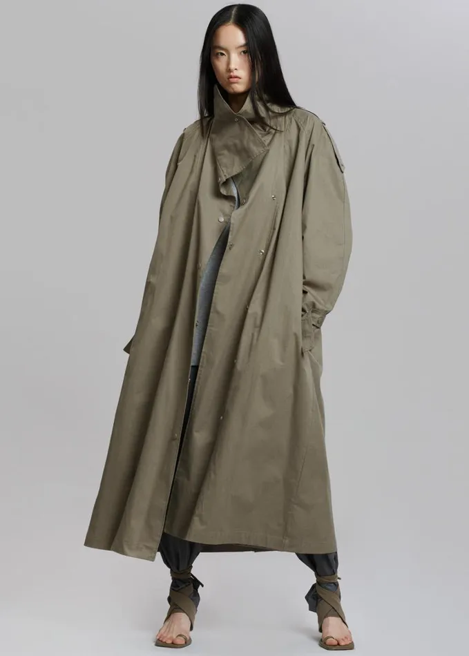 Clothing Women The Frankie Shop Lottie Wing Collar Trench Coat 8211 Olive