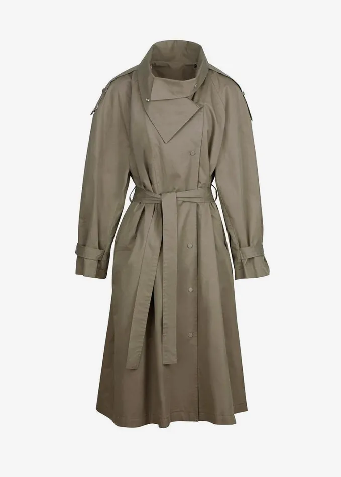 Clothing Women The Frankie Shop Lottie Wing Collar Trench Coat 8211 Olive