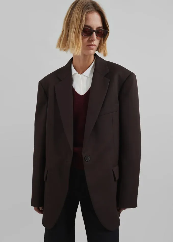 Clothing Women The Frankie Shop Lyra Oversized Blazer 8211 Brown