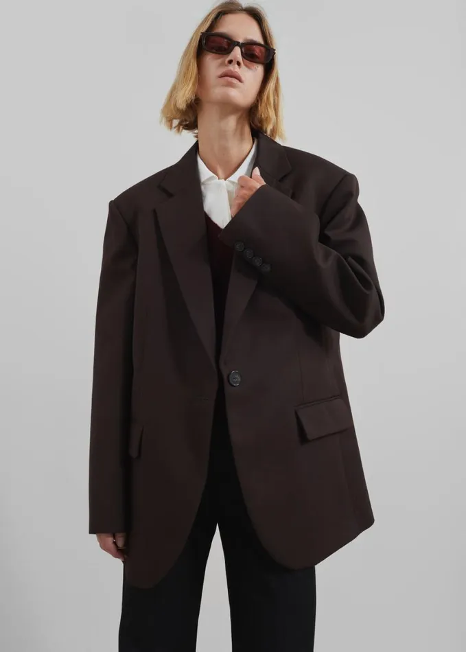 Clothing Women The Frankie Shop Lyra Oversized Blazer 8211 Brown