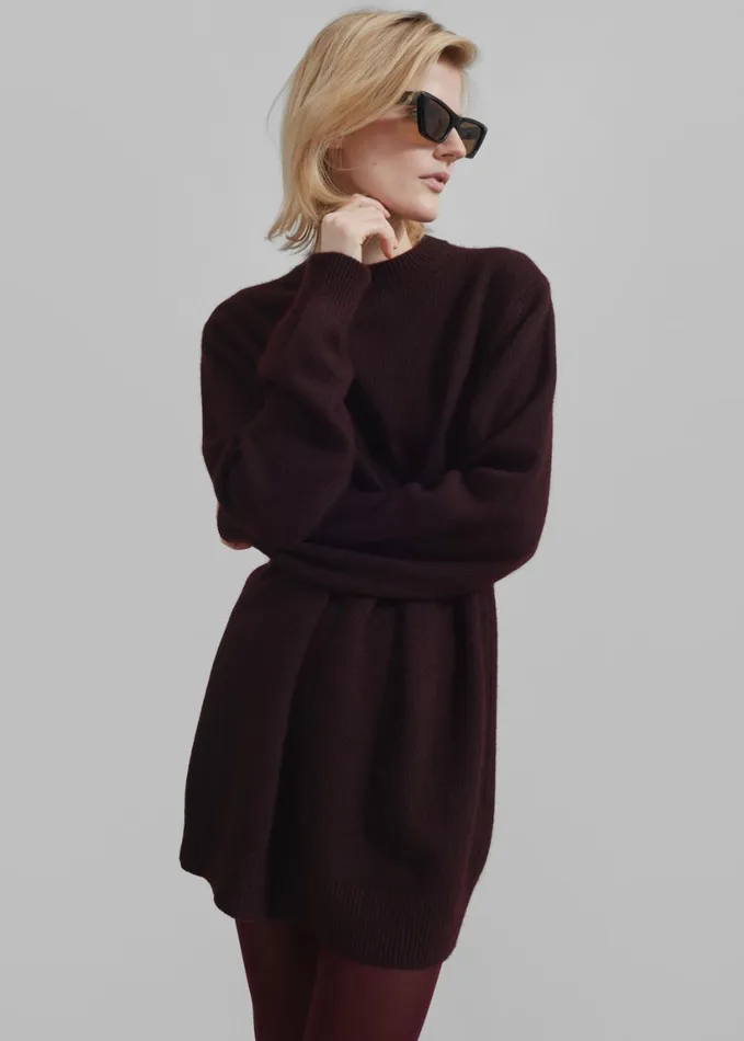 Clothing Women The Frankie Shop Maxime Knit Sweater Dress 8211 Dark Plum
