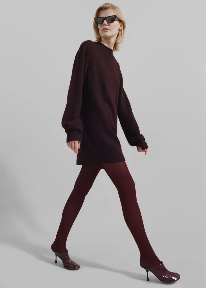 Clothing Women The Frankie Shop Maxime Knit Sweater Dress 8211 Dark Plum