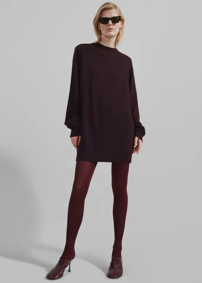 Clothing Women The Frankie Shop Maxime Knit Sweater Dress 8211 Dark Plum