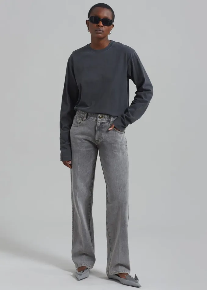 Clothing Women The Frankie Shop Montrose Straight Leg Jeans 8211 Grey Wash