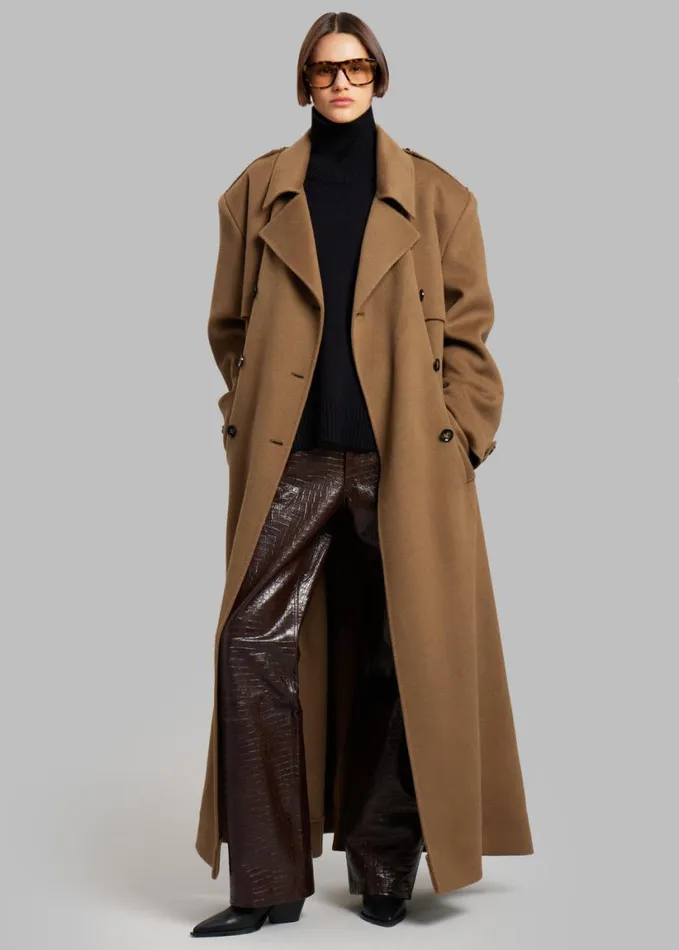 Clothing Women The Frankie Shop Nikola Padded Trench Coat 8211 Camel