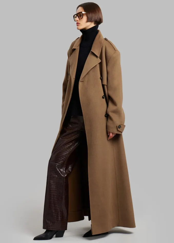 Clothing Women The Frankie Shop Nikola Padded Trench Coat 8211 Camel