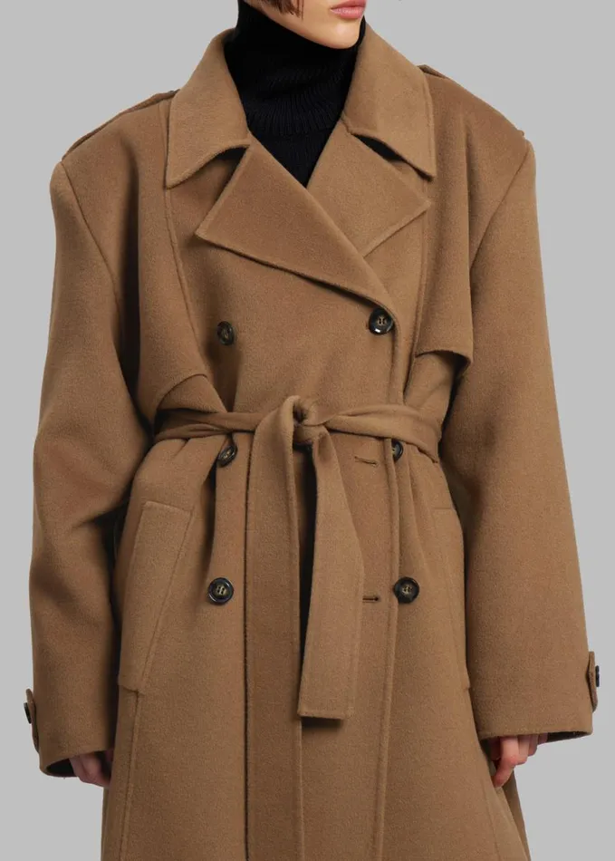 Clothing Women The Frankie Shop Nikola Padded Trench Coat 8211 Camel