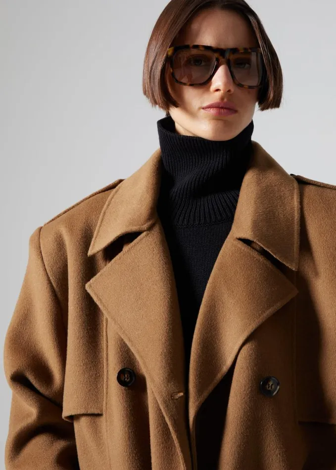 Clothing Women The Frankie Shop Nikola Padded Trench Coat 8211 Camel