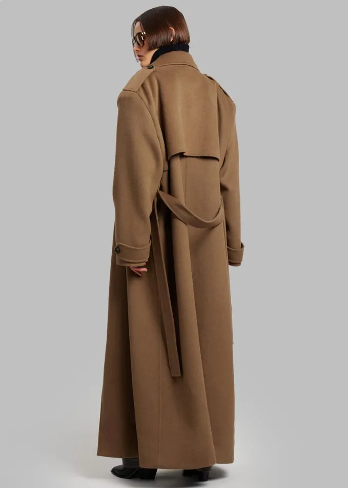 Clothing Women The Frankie Shop Nikola Padded Trench Coat 8211 Camel