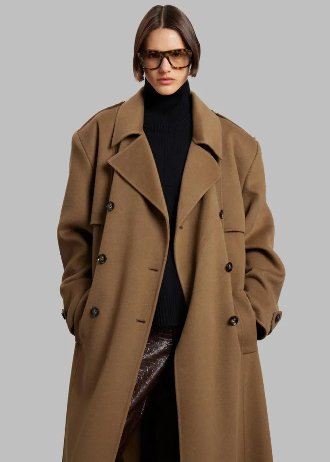 Clothing Women The Frankie Shop Nikola Padded Trench Coat 8211 Camel