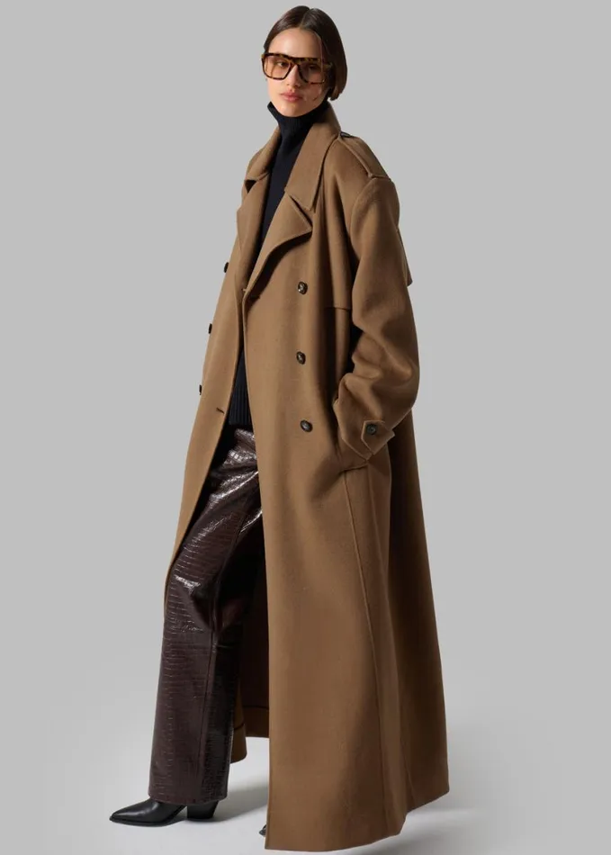 Clothing Women The Frankie Shop Nikola Padded Trench Coat 8211 Camel