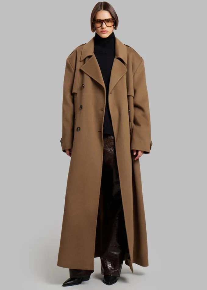 Clothing Women The Frankie Shop Nikola Padded Trench Coat 8211 Camel