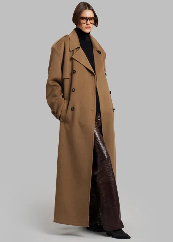 Clothing Women The Frankie Shop Nikola Padded Trench Coat 8211 Camel