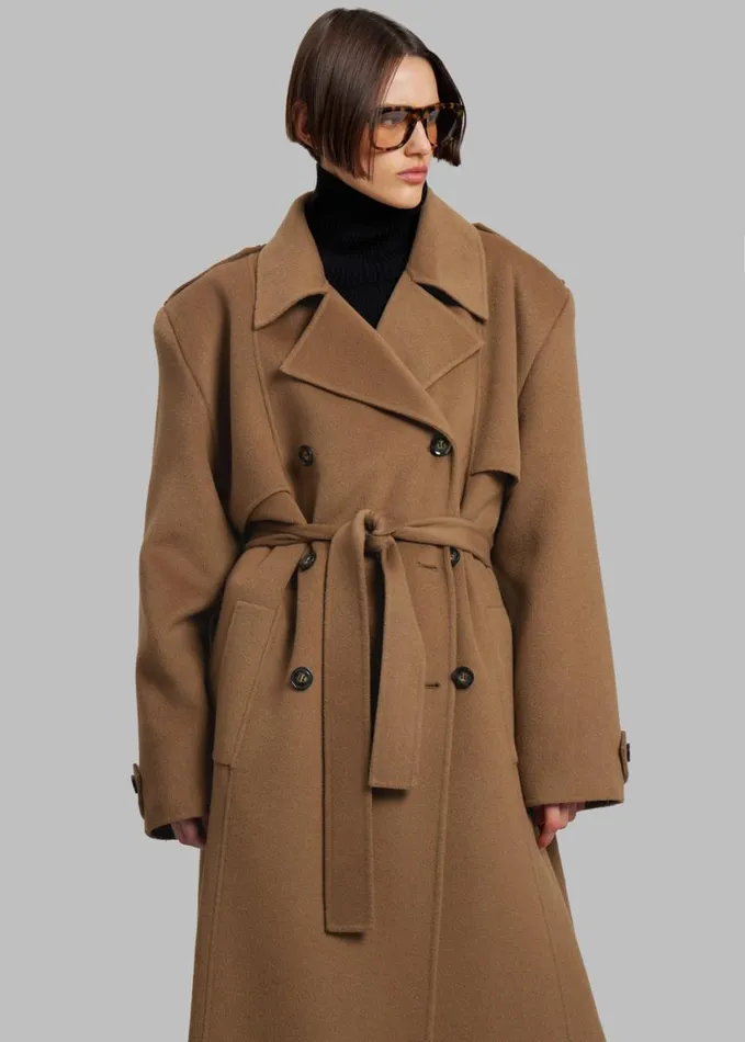 Clothing Women The Frankie Shop Nikola Padded Trench Coat 8211 Camel