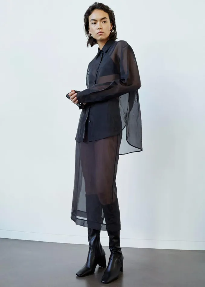 Clothing Women The Frankie Shop Peri Sheer Shirt 8211 Black