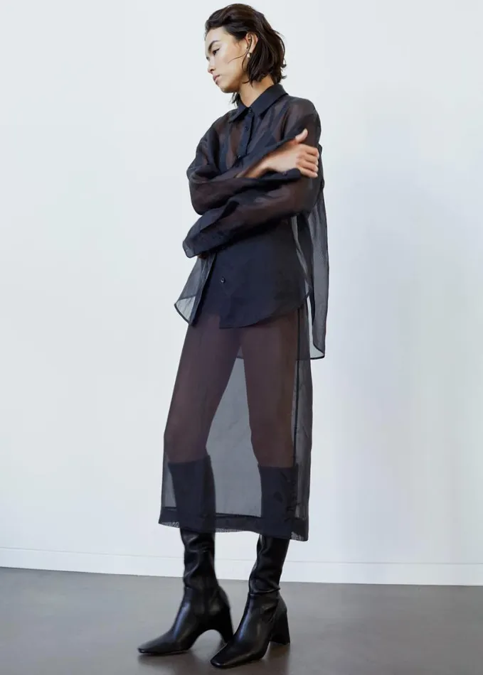 Clothing Women The Frankie Shop Peri Sheer Shirt 8211 Black