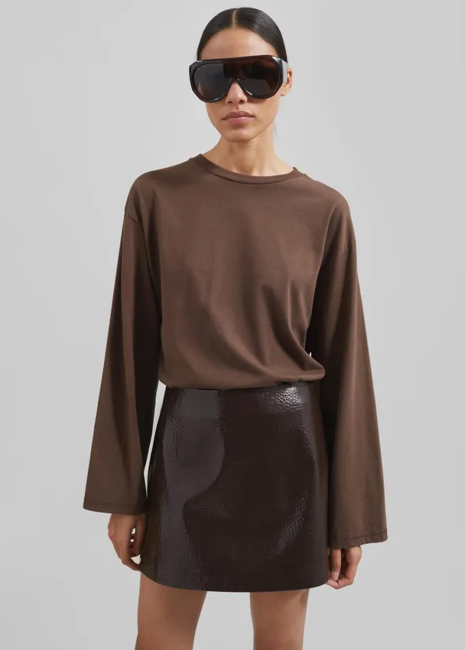 Clothing Women The Frankie Shop Rainey Long Sleeve Tee 8211 Brown