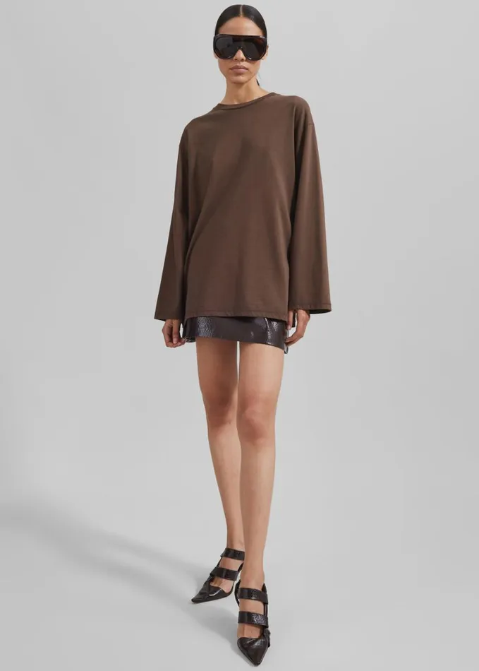 Clothing Women The Frankie Shop Rainey Long Sleeve Tee 8211 Brown
