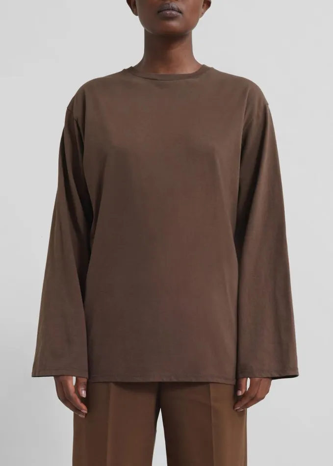 Clothing Women The Frankie Shop Rainey Long Sleeve Tee 8211 Brown