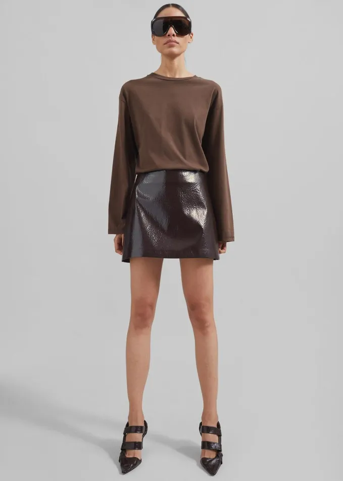 Clothing Women The Frankie Shop Rainey Long Sleeve Tee 8211 Brown