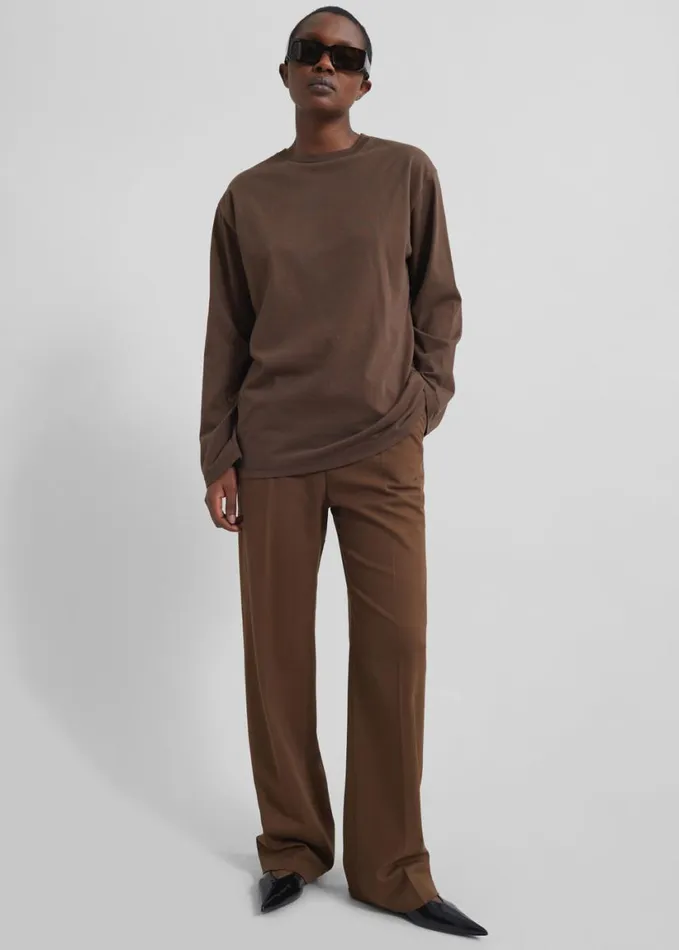 Clothing Women The Frankie Shop Rainey Long Sleeve Tee 8211 Brown