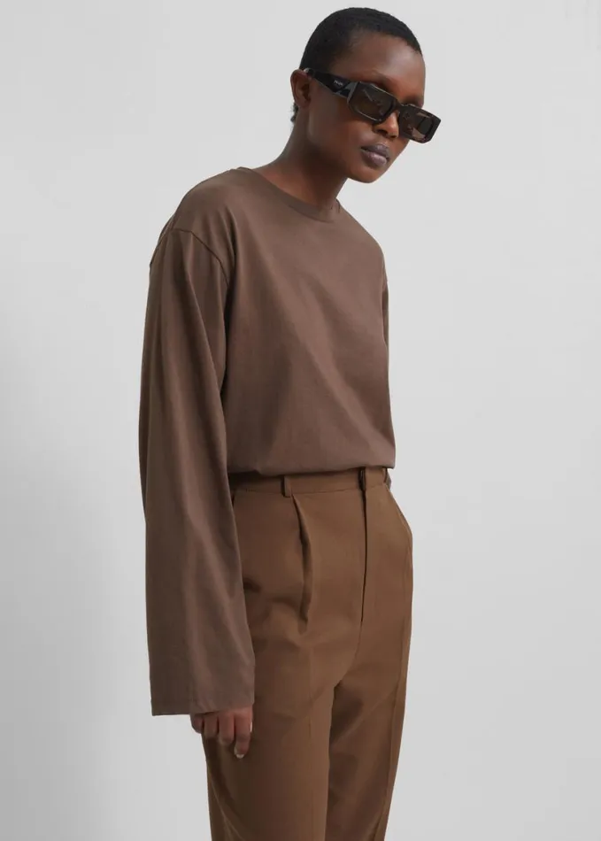 Clothing Women The Frankie Shop Rainey Long Sleeve Tee 8211 Brown