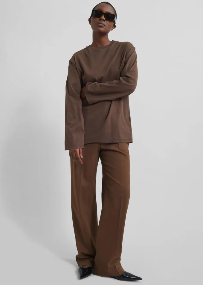 Clothing Women The Frankie Shop Rainey Long Sleeve Tee 8211 Brown