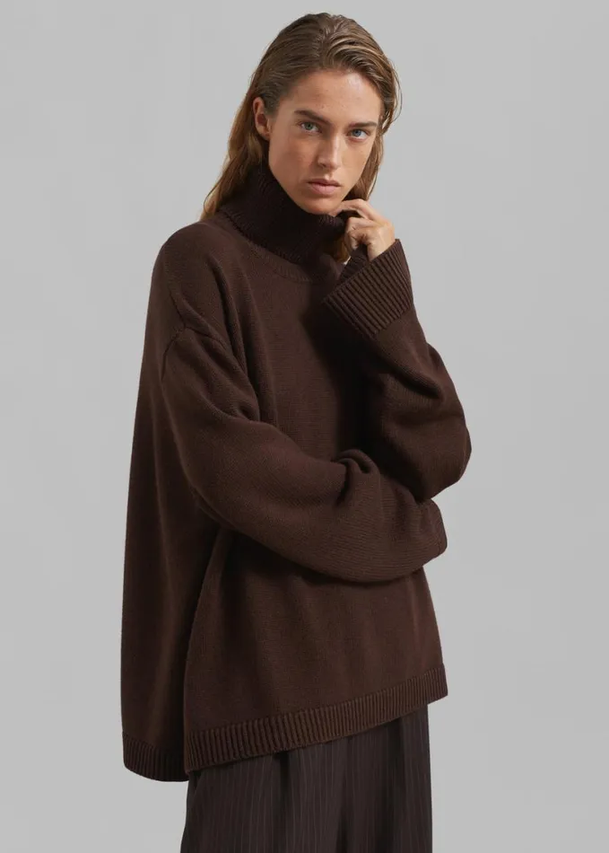 Clothing Women The Frankie Shop Rhea Trapeze Turtleneck 8211 Brown