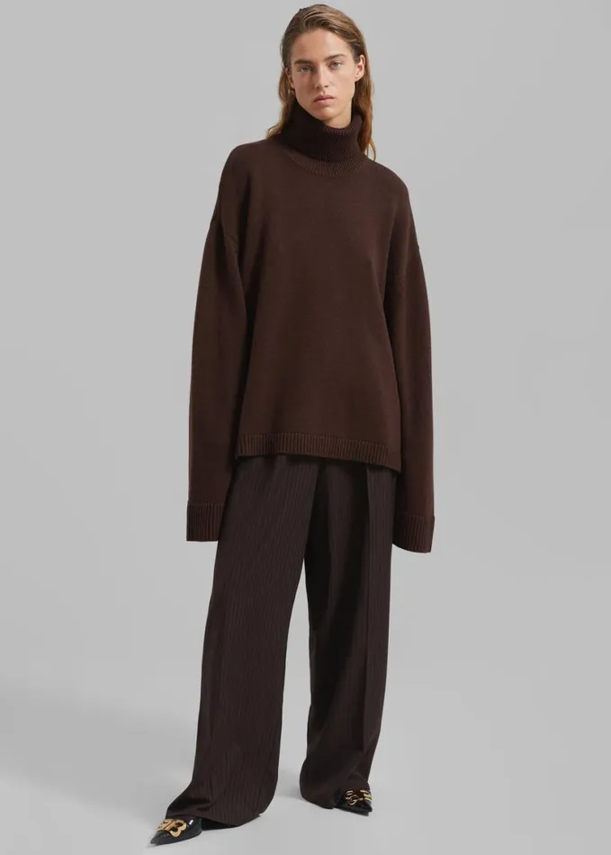 Clothing Women The Frankie Shop Rhea Trapeze Turtleneck 8211 Brown