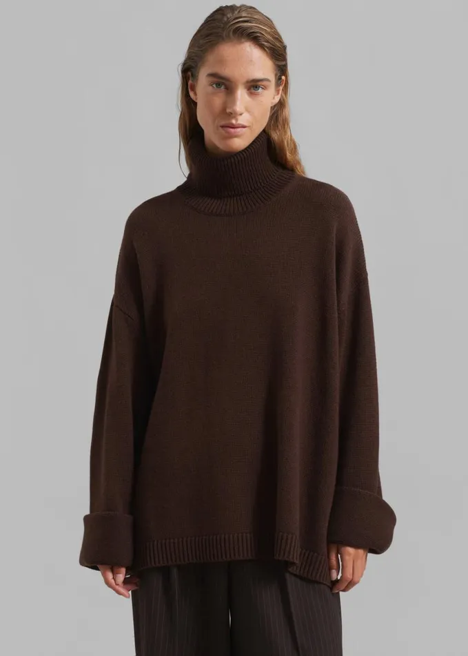 Clothing Women The Frankie Shop Rhea Trapeze Turtleneck 8211 Brown
