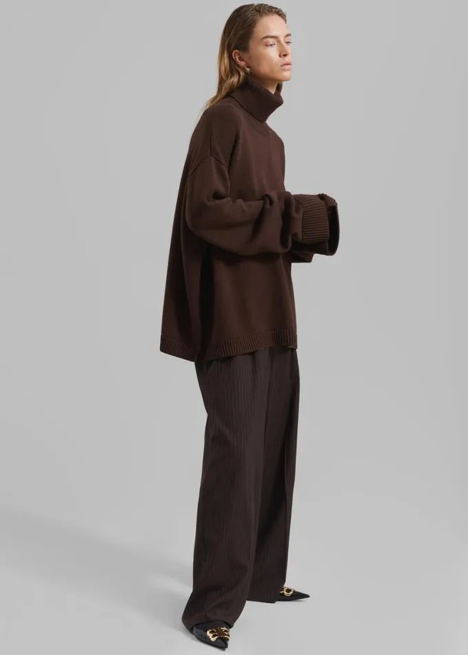 Clothing Women The Frankie Shop Rhea Trapeze Turtleneck 8211 Brown