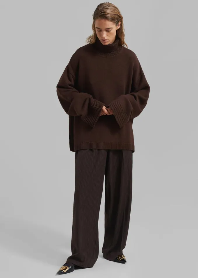 Clothing Women The Frankie Shop Rhea Trapeze Turtleneck 8211 Brown