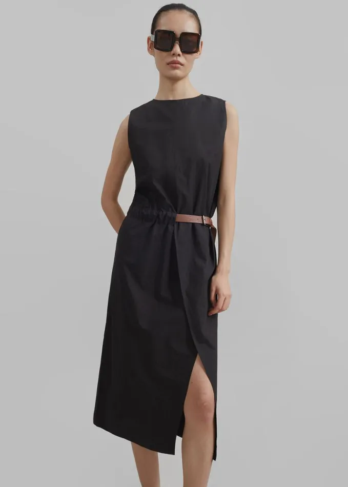 Clothing Women The Frankie Shop Romy Belted Midi Dress 8211 Black