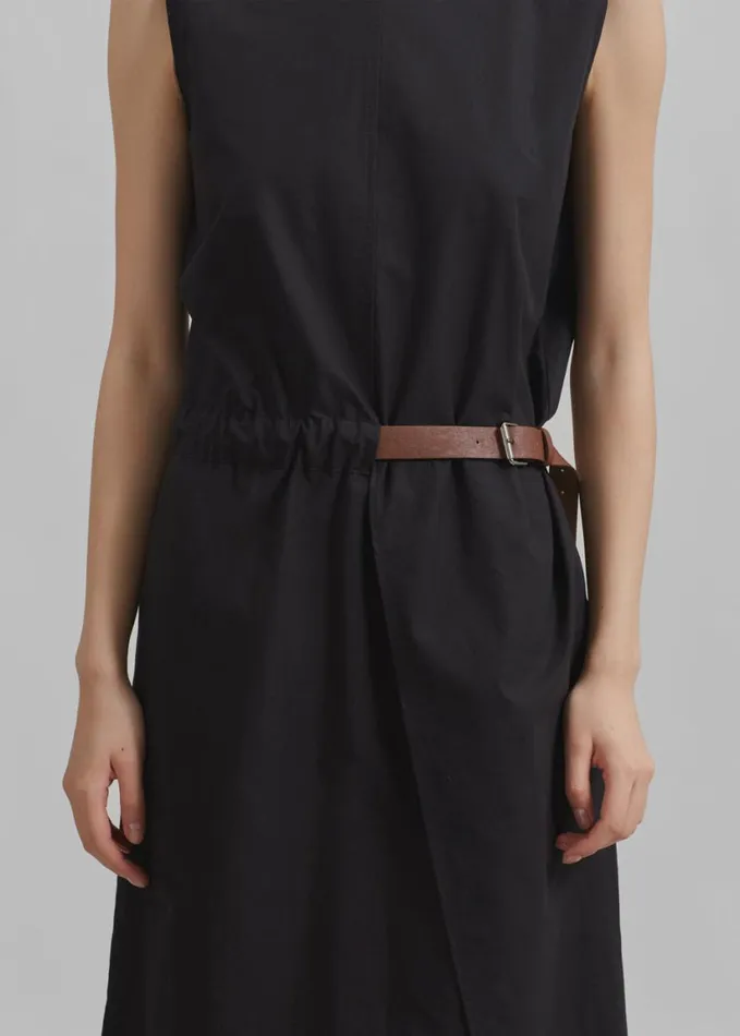 Clothing Women The Frankie Shop Romy Belted Midi Dress 8211 Black