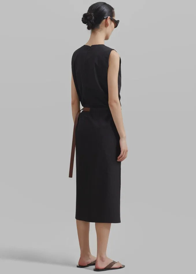 Clothing Women The Frankie Shop Romy Belted Midi Dress 8211 Black
