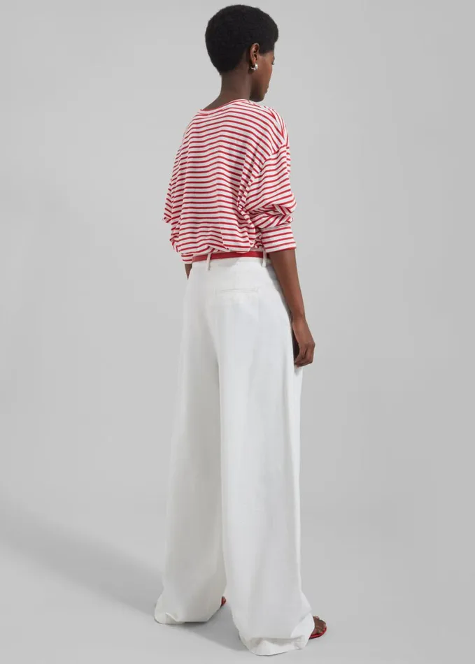 Clothing Women The Frankie Shop Salome Long Sleeve Tee 8211 WhiteRed Stripe