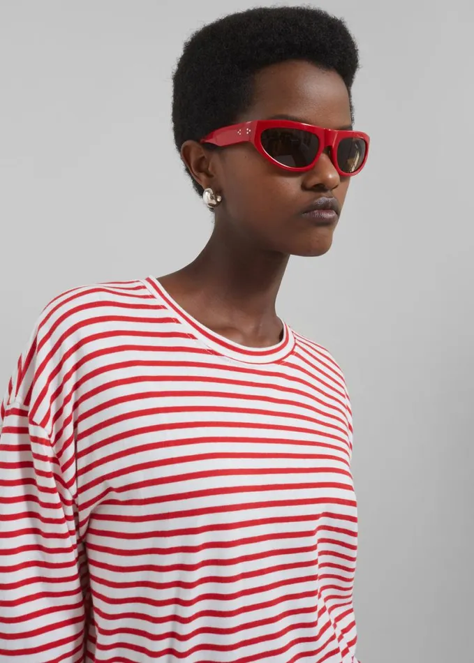 Clothing Women The Frankie Shop Salome Long Sleeve Tee 8211 WhiteRed Stripe
