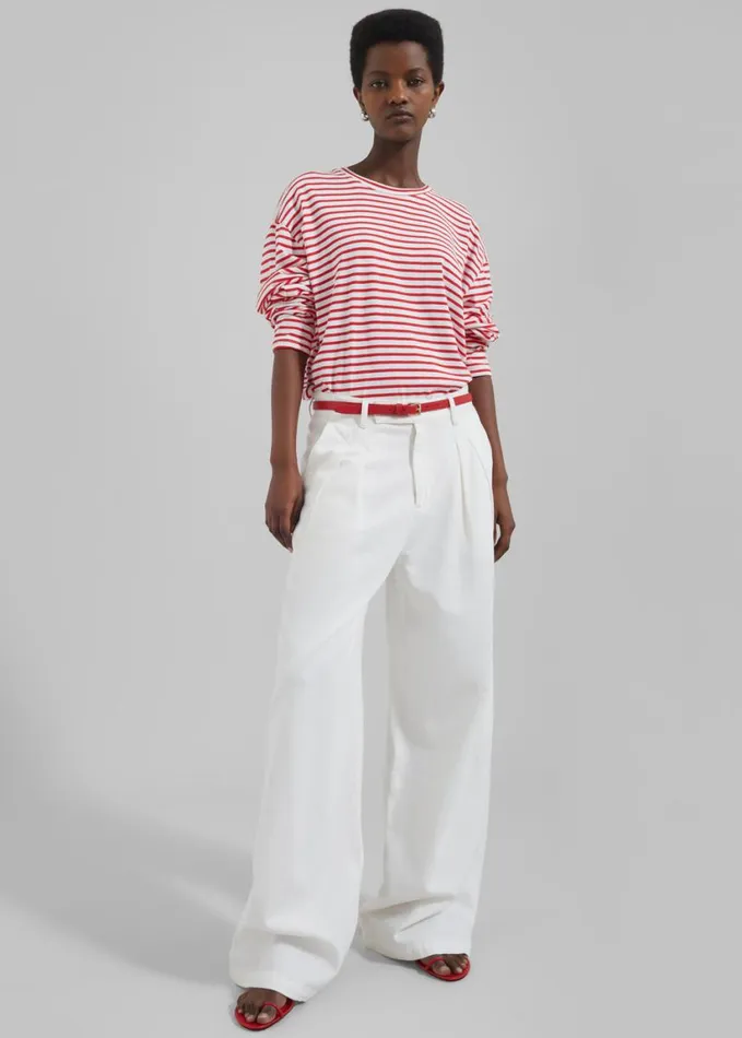 Clothing Women The Frankie Shop Salome Long Sleeve Tee 8211 WhiteRed Stripe