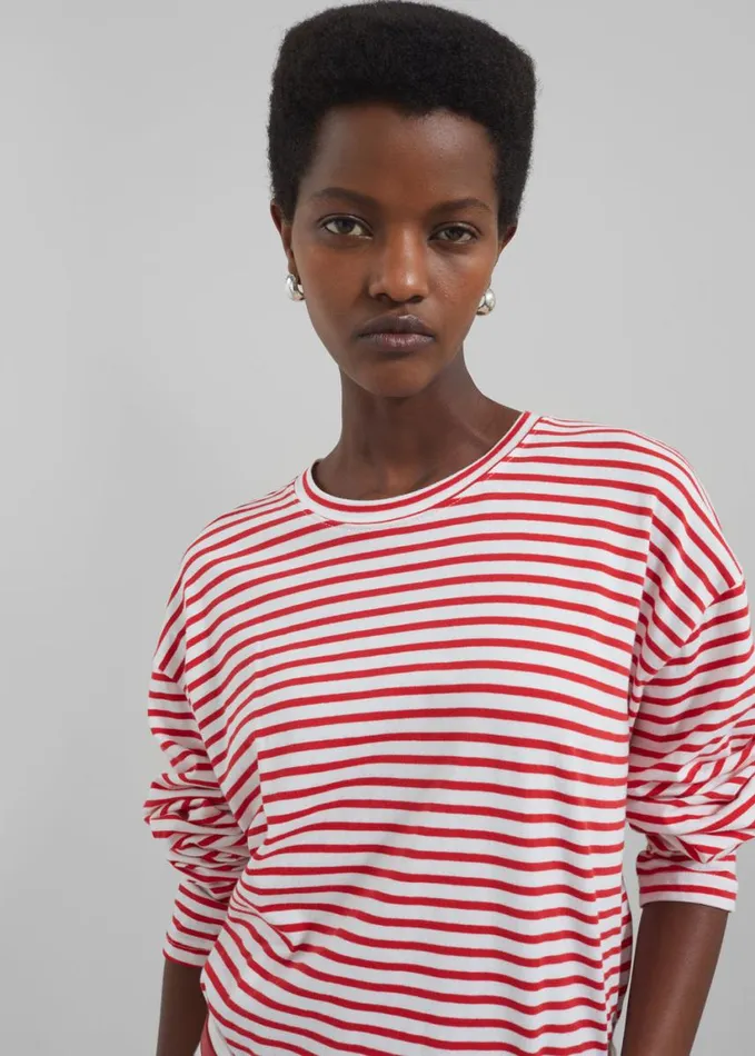 Clothing Women The Frankie Shop Salome Long Sleeve Tee 8211 WhiteRed Stripe