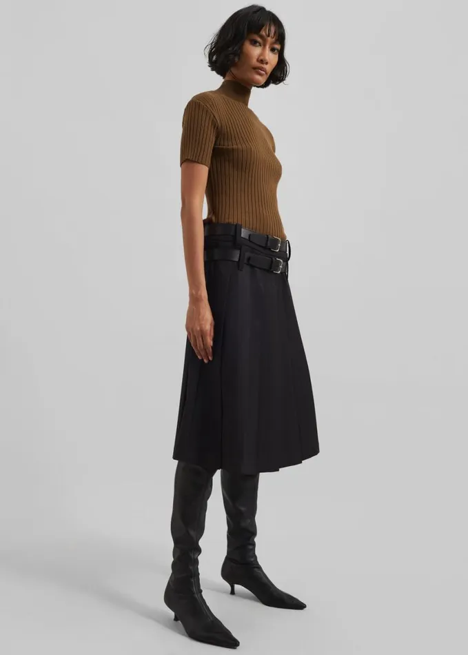Clothing Women The Frankie Shop Sarina Pleated Skirt 8211 Black