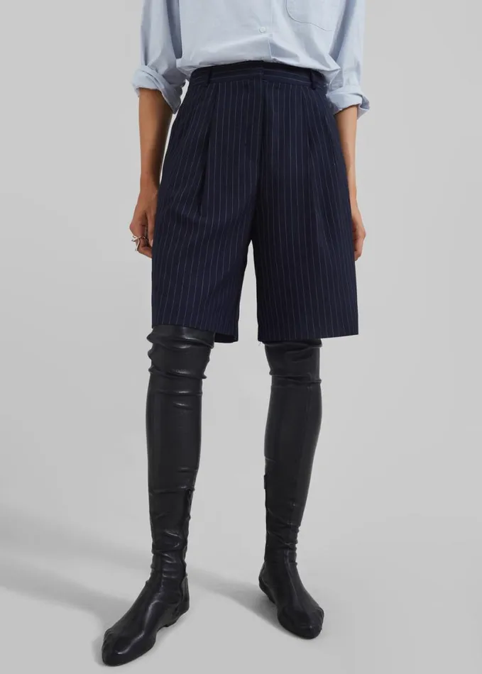 Clothing Women The Frankie Shop Sava Bermuda Shorts 8211 NavyWhite Stripe