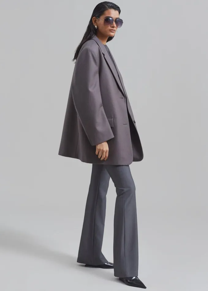 Clothing Women The Frankie Shop Silas Oversized Wool Blazer 8211 Grey