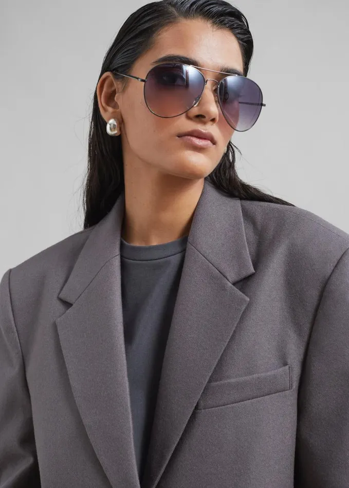 Clothing Women The Frankie Shop Silas Oversized Wool Blazer 8211 Grey
