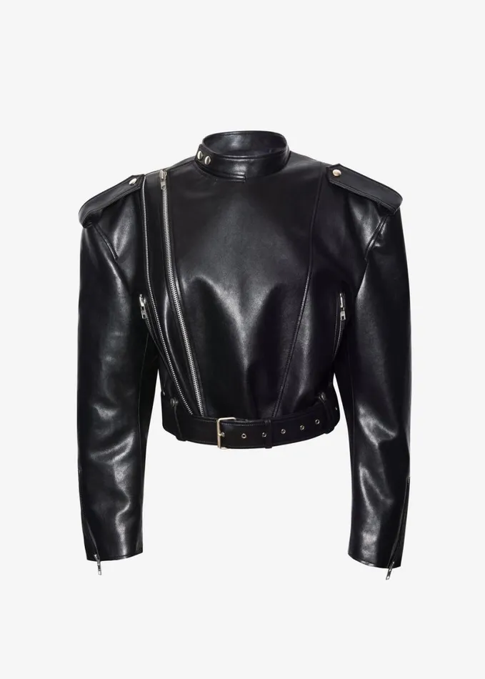 Clothing Women The Frankie Shop Teagan Boxy Faux Leather Jacket 8211 Black
