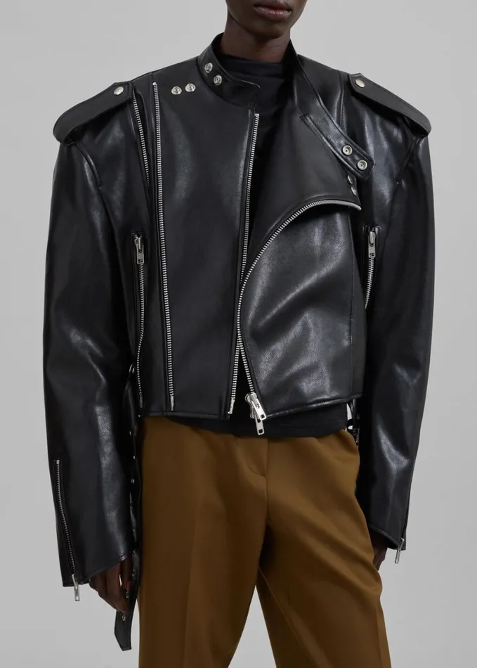 Clothing Women The Frankie Shop Teagan Boxy Faux Leather Jacket 8211 Black