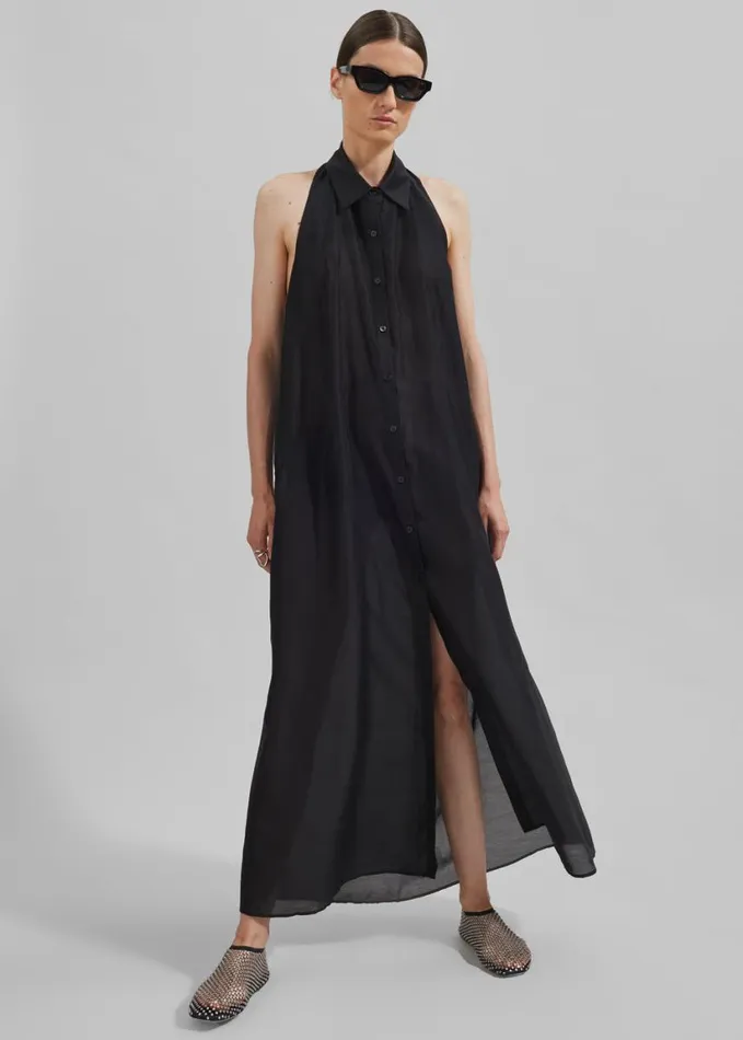 Clothing Women The Frankie Shop Temi Sheer Halter Dress 8211 Black