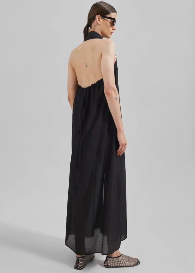 Clothing Women The Frankie Shop Temi Sheer Halter Dress 8211 Black