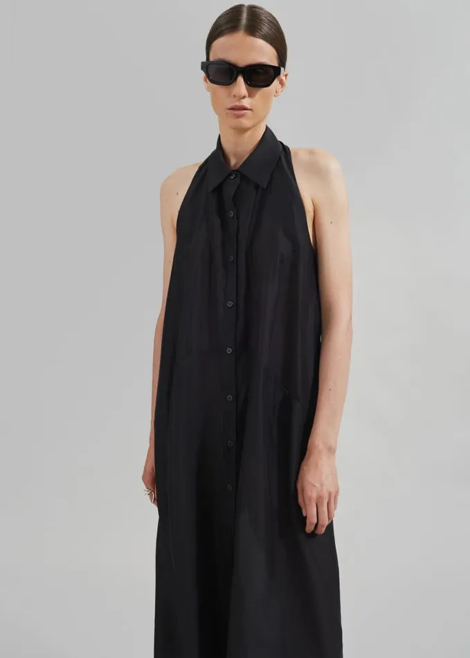 Clothing Women The Frankie Shop Temi Sheer Halter Dress 8211 Black